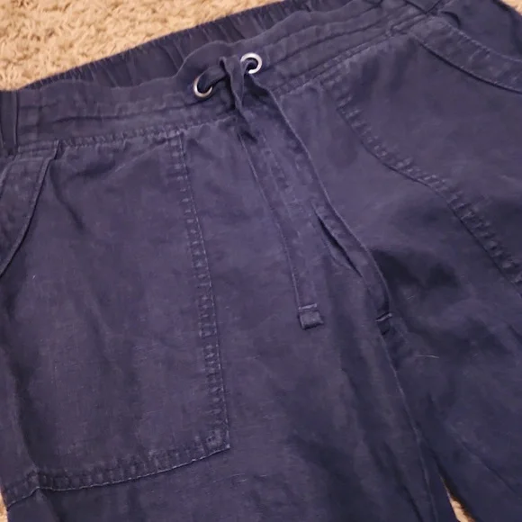 Athleta 100% Linen Dark Blue Pants Size 6 - Picture 4 of 9